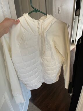 Women's White Quilted Hooded Jacket